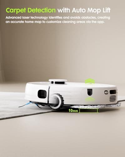 EXTRAVIS V5 Robot Vacuum and Mop, Self-Emptying Robotic Vacuum Cleaner, 8500Pa Suction, Pet Hair Tangle Cutter, Laser Navigation, Cat Laser, Carpet Detection, Ideal for Hard Floor, Tile, and Carpet 7