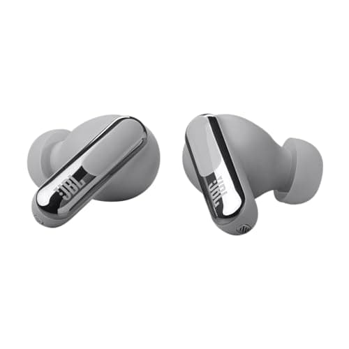 JBL Live Beam 3 - True wireless noise-cancelling stick-closed earbuds, 48Hrs total playback, Wireless Charging, 6 Mics for perfect calls, Multi-point connection, IP55 waterproof and dustproof (Silver) 7