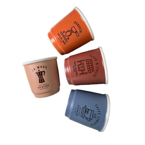 JAY'S WAREHOUSE Espresso Cups Set of 4 3oz, Demitasse Cups, Coffee Mugs, Espresso Mugs, Expresso Coffee Shots Cup, Small Coffee Cups, Espresso Glasses, Retro Cups 6