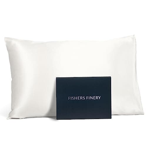 Fishers Finery 19mm 100% Pure Mulberry Silk Pillowcase, Quality Tested (White, Q)