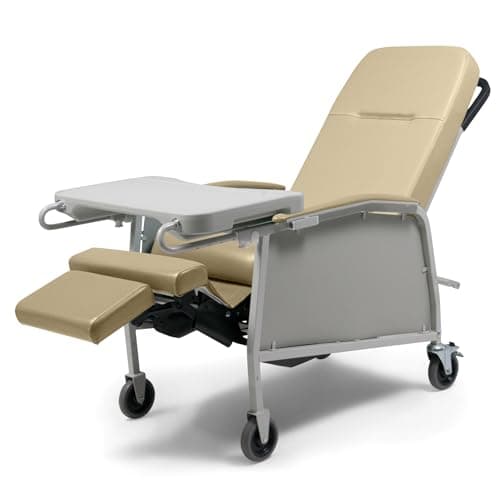 Lumex 3-Position Medical Recliner, Reclining Geri Chair with Wheels, Doe Skin