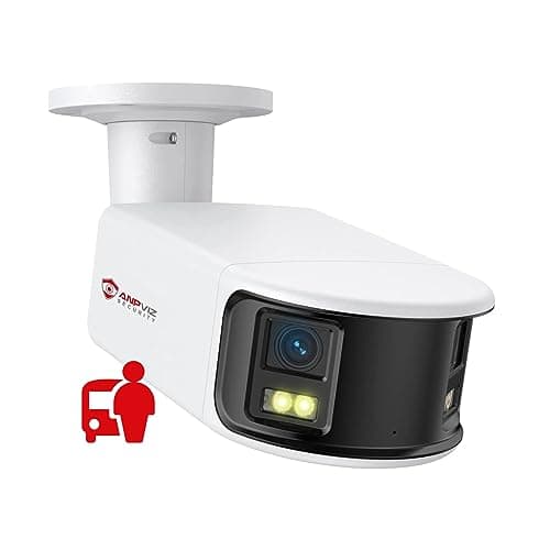 Anpviz 6MP PoE Wide Angle Security Camera Outdoor, Panoramic 180° Dual-Lens IP Bullet Camera with Human/Vehicle Detection, Full Metal Housing, Two Way Talk, Built-in MicroSD Card Slot (H Series)
