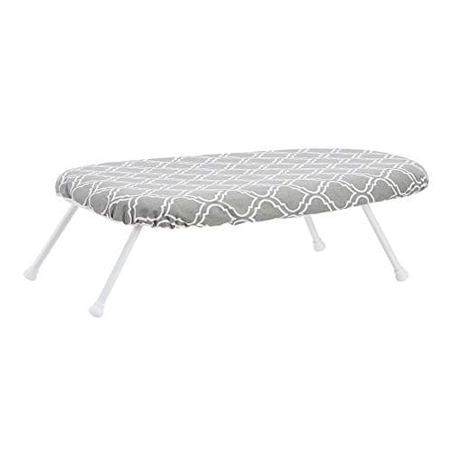Amazon Basics Foldable Compact Tabletop Ironing Board with Folding Legs, Heat Resistant Portable, Lightweight, Non-Slip, Easy Storage, Trellis Removable Cover, 23.6"L x 7.1"W x 14.3"H, Chevron