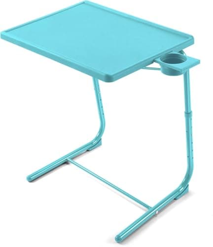 HUANUO Adjustable TV Tray Table - TV Dinner Tray with Cup Holder on Bed & Sofa, Comfortable Folding Table with 6 Height & 3 Tilt Angle Adjustments for Laptop (Azure) 7