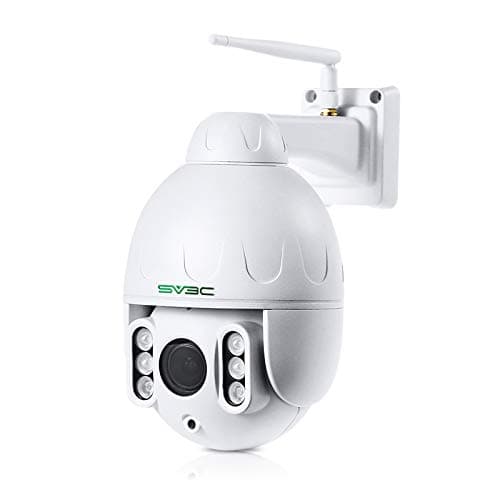 SV3C 1080P Outdoor PTZ WiFi Camera, ONVIF Security IP Camera with Auto Tracking, 197ft HD Night Vision, 5X Optical Zoom, Two-Way Audio, Waterproof, Compatible with Blue Iris, SD Card Slot, CamHiPro