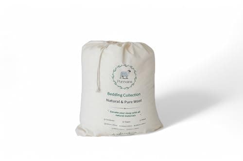 Purevana 100% Merino Wool Mattress Topper for Back Pain Relief Natural Handmade Merino Wool Pad 2 Inches Thick Cooling Breathable with 2 Elastic Straps, Ivory Crib 28x51 Inches 8