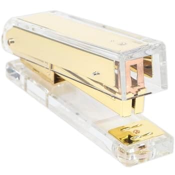 CatNan Stapler Transparent Acrylic Clear Gold Office School Home