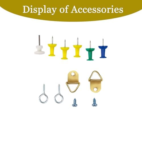 GDMINLO Cork Board Bulletin Board, 15.7"X 11.81" pin Boards for Walls, Oak Wood Finish Frame, Wall Mounted Cork Board for Office Home and School(Pins, Eye Bolts, gaskets, Screws) 7