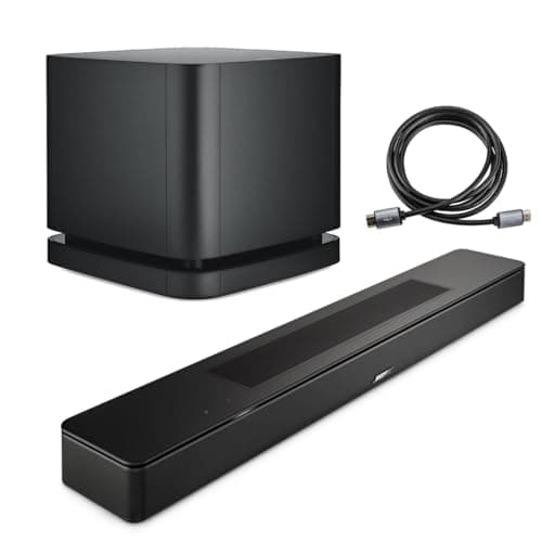 Bose Smart Soundbar, Black, Bundle with Bass Module 500, 6' HDMI 2.0 Cable