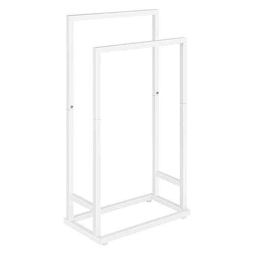 Towel Rack, 2 Tier Stainless Steel Towel Racks Stand for Bathroom, Hand Towel Drying Rack Holder, Towel Bar Stand Blanket Rack, White 8