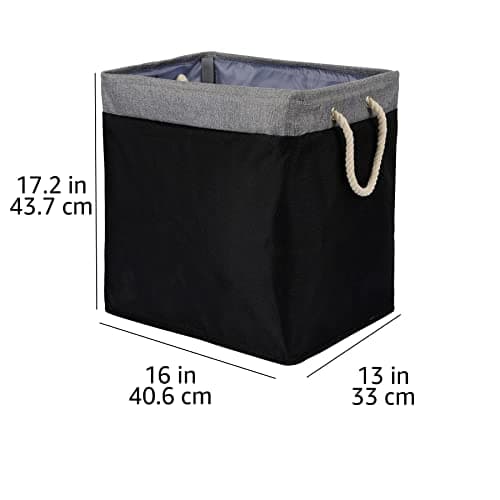 Amazon Basics Foldable Fabric Rectangular Laundry Hamper with Detachable Brackets, Large, Black 5