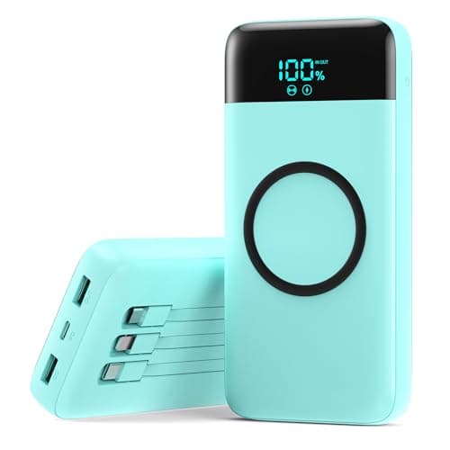 Wireless Portable Charger 40800mAh for iPhone with 3 Built-in Cables,7-in-1 15W Wireless Charging USB C Power Bank,25W PD Fast Charging Travel Essential Battery Pack for iPhone 17/16/15,Android-Green
