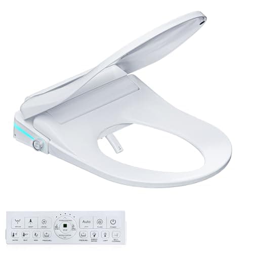 TEISVAY Electric Bidet Toilet Seat with Warm Water, Heated Seat with Dryer, Wash, and Soft Close Toilet Lid, Smart Toilet Seat with Remote, Elongated Heated Bidet(Fit 7/8" Valve)