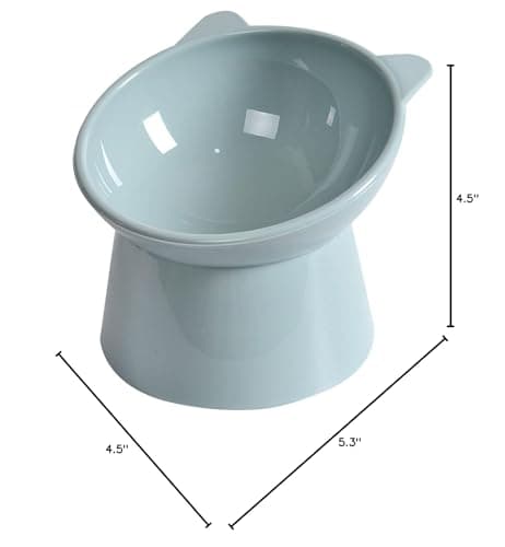 NABOKIO Tilted Cat Food Bowl - Whisker Friendly, Anti Vomiting, Slanted, Cat Bowl, Blue 8