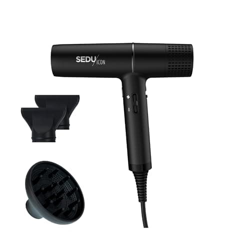 Sedu Icon Hair Dryer | Professional Ionic Technology | Ultra-Lightweight & Powerful 1875W | Reduces Frizz, Enhances Shine | Includes 2 Concentrator Nozzles & Diffuser
