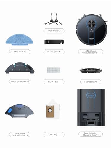 Robot Vacuum and Mop Combo, 5000Pa Robotic Vacuum with Self Emptying Dock for 60 Days, Smart Lidar Navigation Robot Vacuum Cleaner, Mapping, APP/Voice Control for Per Hair, Hard Floor and Carpet 8