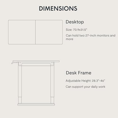 FLEXISPOT 4 Leg Standing Desk 71 x 32 Inch Electric Adjustable Height Sit Stand Desk with Splice Board Home Office Desk, Black Top + Black Frame 7