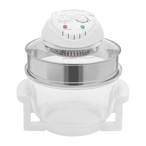 Glass Turbo Air Fryer, 17L 1400W 360° Viewable Airy Fryer with Expansion Ring, Rapid Air Technology, Automatic Power Off/Knob Control, Large Capacity Oil-Free Cooker for Baking, Frying, Roasting