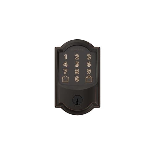 Schlage Encode Smart Wi-Fi Deadbolt Lock with Touchscreen Keypad, Keyless Front Door Entry, App Control, Alexa, Google Home and Airbnb Compatible, Aged Bronze, BE489WB CAM 716 9