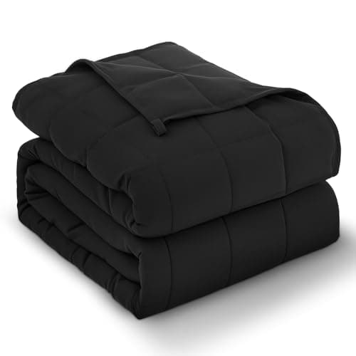 Weighted Blanket for Adults 15lbs, 48"x72", Twin Size Soft Cooling Weighted Blanket for 125-180lbs, Breathable Heavy Blanket with Glass Beads Warm Thick Blanket for Bed Sofa All Season, Black