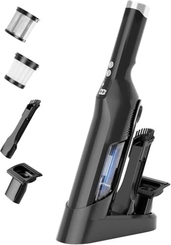 Cordless Handheld Vacuum, 23Kpa Strong Suction Car Vacuum with Brushless Motor, Charging Dock, 2in1 Flat Nozzle, Sofa Brush, 1.5lb Portable HandHeld Vacuum with 2-Speed for Home, Car, Pet, Office