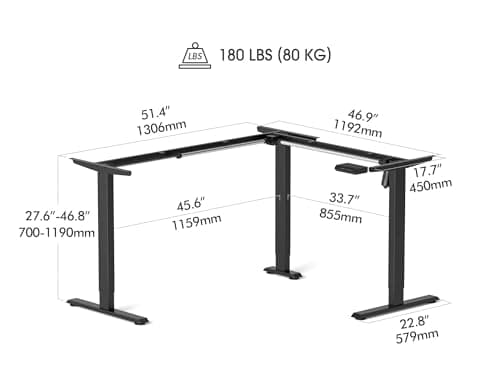 FEZIBO L Shaped Standing Desk, Corner Standing Desk L Shape, L Shaped Adjustable Table, Light Brown 5