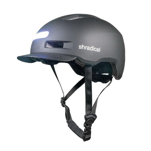 Shradical Bike Helmet for Adults with Rechargeable LED Lights, Mens/Womens Bicycle Helmet (Black, Regular)