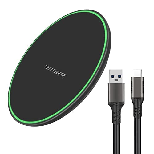 Wireless Charger for Samsung Galaxy S24/S24+/S24 Ultra/S23/S23+/S22/S22+/S21/S21+/S20/S20+/S10/S10+/S9/S8/S7/Note 20/Note 10, Wireless Charging Pad with 6.6ft 3.2 USB C Cable, Black.(No AC Adapter)