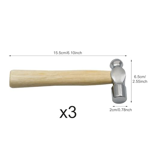 Zalaxt Mini Wooden Handle Round Head Hand Hammer,3 PCS Reinforced Ball Hammer,Mini Reinforced Ball Hammer,Round Head Wooden Handle,Escape Tool Hand Hammer for Prying Nails,Woodworking,Repairing 5