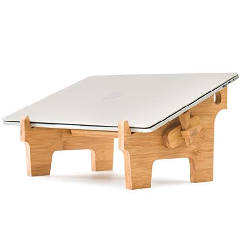 MTWhirldy Laptop Stand Wood, Ergonomic Computer Notebook Riser Holder Foldable Compatible with 12-17inch MacBook Pro Air Mac DELL Acer, Laptop Elevator Cooling Stands for Desk (Bamboo)