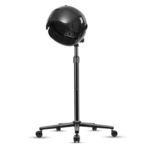 Wuissvnb Hooded Hair Dryer, Stand Hair Dryer, Professional Hooded Dryer on Wheels with Digital Display, Touch Controls and 3 Temperature Settings for Salon and Home Use - Black
