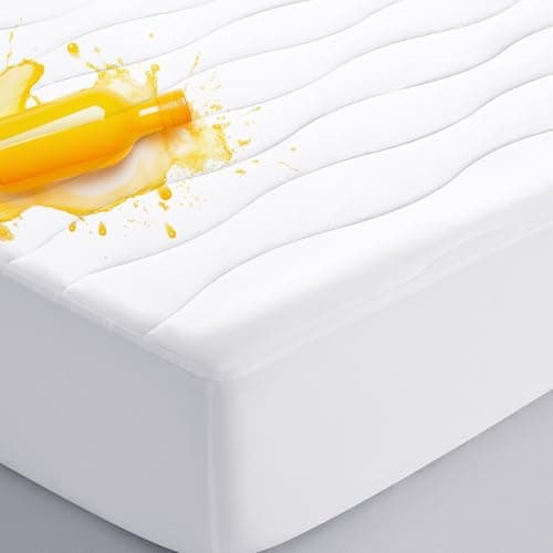 Cotton Waterproof Twin XL Mattress Protector for Dorm Room Essentials, Breathable Soft Quilted Mattress Pad, Noiseless Fitted Mattress Cover with Deep Pocket Fits Up to 22" Mattress (39x80 White)