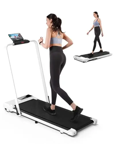 Superun Walking Pad Treadmill with Incline and Handle Bar, 3.0 HP Foldable Treadmills 300LBS Capacity Folding Walking Pad 3 in 1 Under Desk Treadmill Remote Control with APP