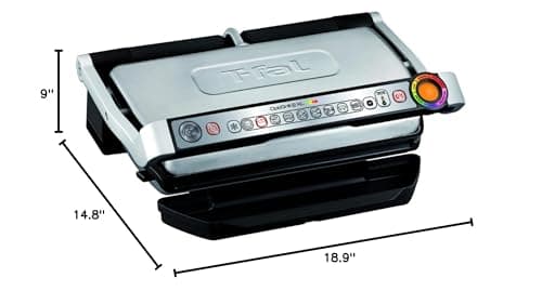 T-Fal OptiGrill Stainless Steel XL Electric Grill, 6 Servings, 9 Intelligent Automatic Cooking Modes, Panini Press, 1800 Watts, Nonstick Removable Plates, Indoor, Frozen Food, Kitchen Appliances 7