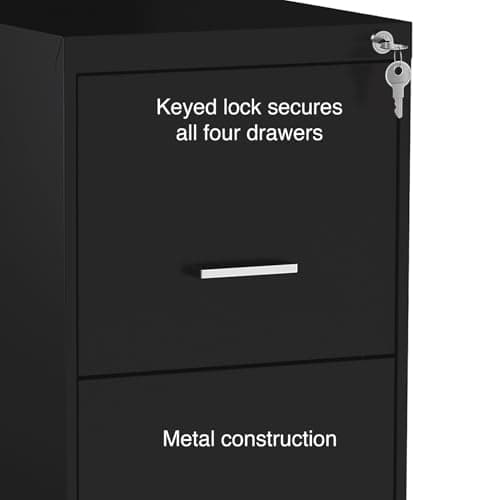 STAPLES Vertical File Cabinet for Letter/Legal Files, 4-Drawer, Letter/Legal Compatible, Locking, Black 7