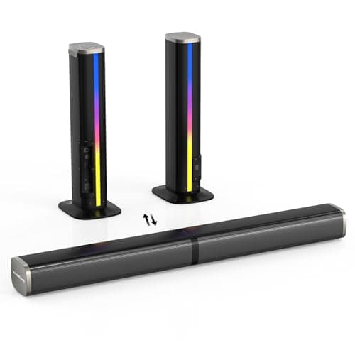 Wohome Sound Bars for TV with Built-in Subwoofer, Colorful LED Light Bar Speakers, 2.2ch 32 Inches Detachable Soundbar, Bluetooth 5.3/ARC/Optical/AUX/USB Connection for Home, Parties