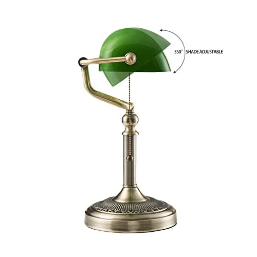 Newrays Green Glass Bankers Desk Lamp with Pull Chain Switch Plug in Fixture 7