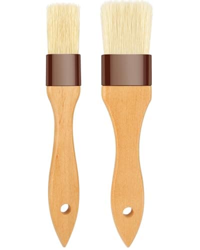 Pastry Brush-Basting Brush for Cooking,2 Pc Boar Bristles Food Brush for BBQ,Beech Wooden Handle Butter Brush for Baking/Spreading Marinade/Sauce/Oil/Egg/Kitchen Brushes for Cooking(1 &1 1/2 inch)