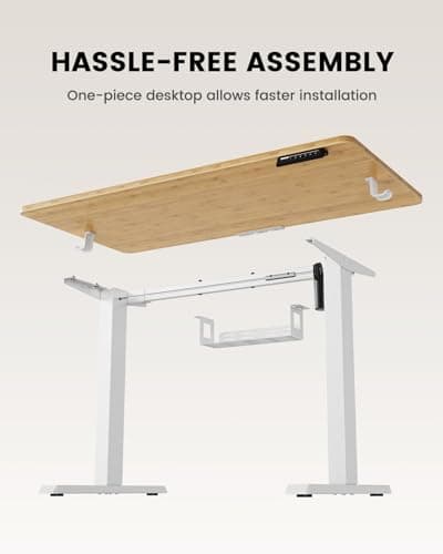 ErGear Whole Piece Standing Desk with Bamboo Desktop, Adjustable Stand Up Desk for Home Office, Electric Computer Desk Workstation with Cable Management Tray, 48x24 inch, Bamboo, EGESD64RB 9