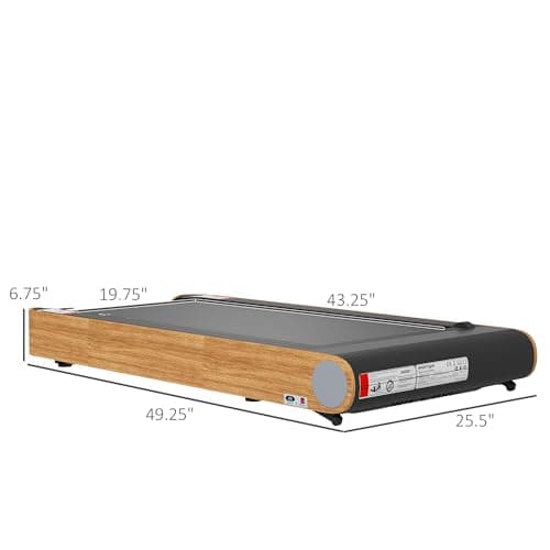 Soozier 2.5HP Walking Pad, Under Desk Treadmill with Bluetooth Speaker, Wheels, Remote Control, LED Display, Max Load 265 lbs., for Home Gym Office, Wood Look 7