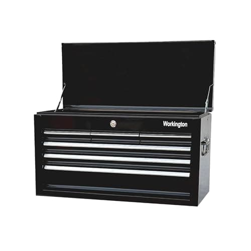 Workington Portable Metal Tool Chest with 6 Drawers, 24" 6-Drawer Tool Chest Cabinet with Ball Bearing Drawer Slides, Steel Tool Storage Box Organizer 4005 Black