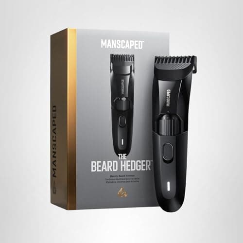 MANSCAPED® The Beard Hedger® Men's Premium Beard Trimmer, 20 Length Adjustable Blade Wheel, Stainless Steel T-Blade for Precision Facial Hair Trimming, Cordless Waterproof Wet/Dry Clipper 10