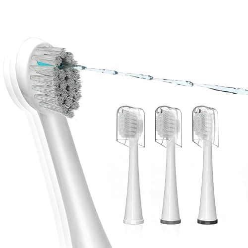 Replacement Brush Heads for Waterpik Sonic Fusion 2.0 - Flossing Toothbrush Head for Water pik with Color-Coded Rings & Hygienic Caps - 3 Pack White Soft Bristles - Compact Size