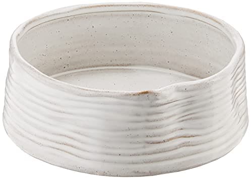 Fringe Studio Stoneware Pet Bowl, Medium, Ribbed White (501005)