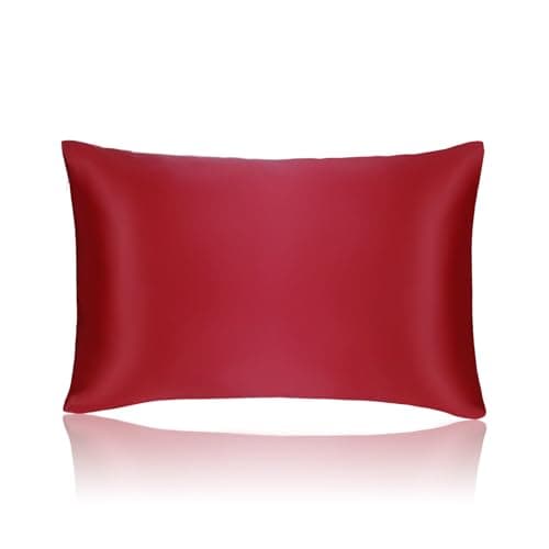 Satin Pillowcase for Hair & Skin, Anti-Frizz Cooling Pillow Cover with Zipper, Gifts for Women & Men (Red, Queen,1PC)