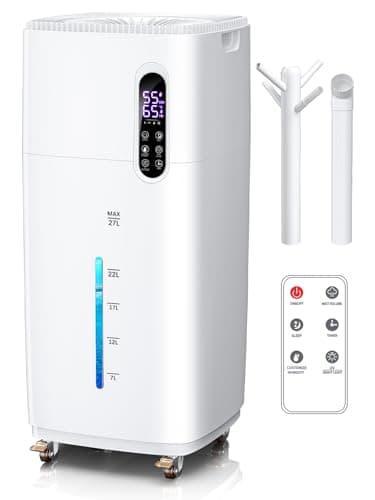 MONISEN 26L/5.7Gal Humidifier Large Room 3000 ft², Supersized Cool Mist, 38H Quiet Humidifiers for Bedroom, 2000mL/h Mist Output, Touch/Remote Control, Humidifiers for Home, Whole House, Plant, White
