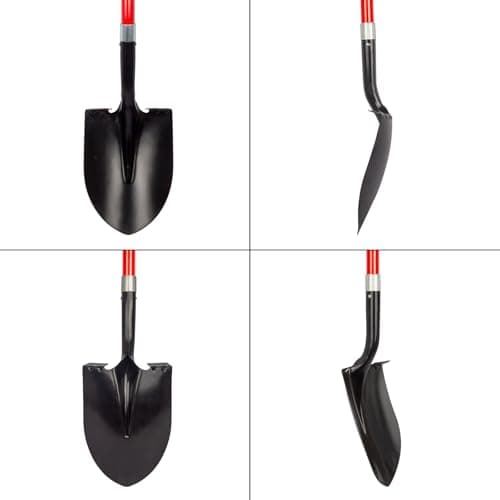 VNIMTI Heavy Duty Gardening Shovel, 56 Inch Round Blade with Fiberglass Handle (Red) 8