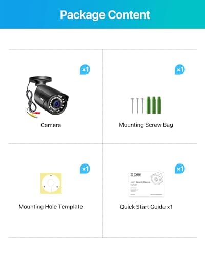 ZOSI 2MP HD 1080p 1920TVL Security Camera Outdoor Indoor (Hybrid 4-in-1 HD-CVI/TVI/AHD/960H Analog CVBS), 36PCS LEDs,120ft IR Night Vision,105° View Angle Surveillance CCTV Bullet Camera（Black Color) 9