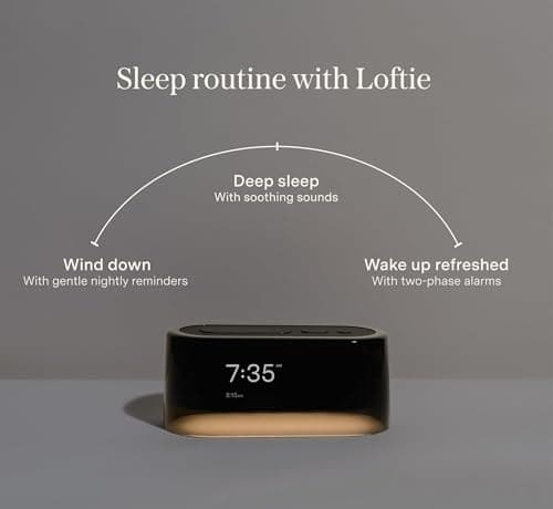 Loftie Alarm Clock with Sound Machine – Smart Alarm Clock with Light, White Noise, Bluetooth Speaker, Night Light Sound Machine, 100+ Sounds, Blackout Mode, No WiFi Mode, Optional Subscription - Black 8