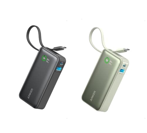 Anker Nano Power Bank, 10,000mAh Portable Charger with Built-in USB-C Cable, 30W Recharging, 30W Max Output with 1 USB-C, 1 USB-A, for iPhone 16/15 Series, MacBook, Galaxy, AirPods, and More（Black and
